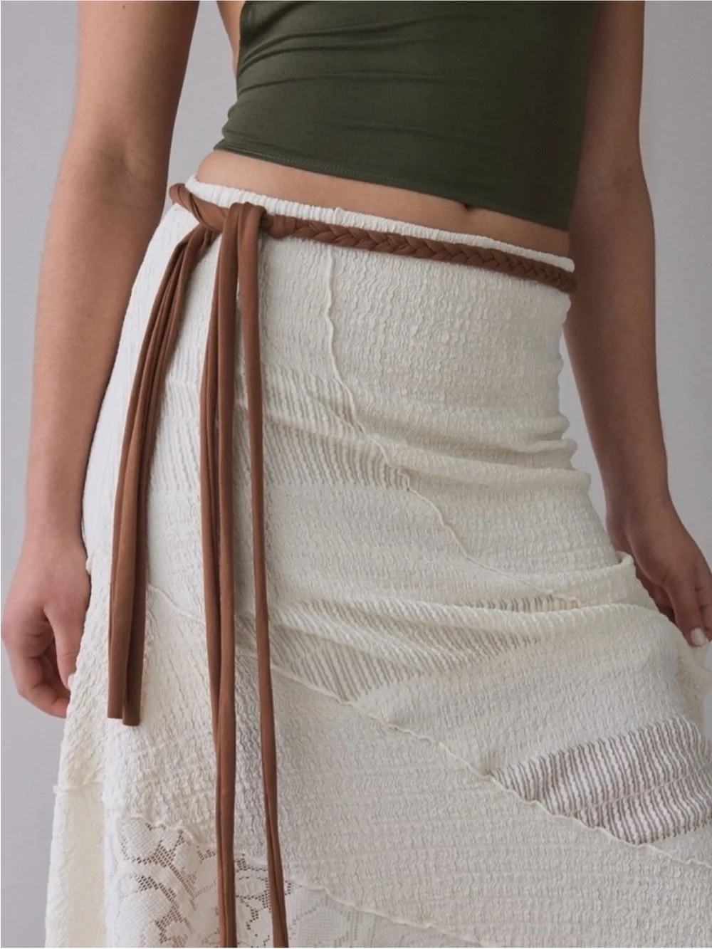 New! Boho Brown Braided Skinny Belt (OS) NWT